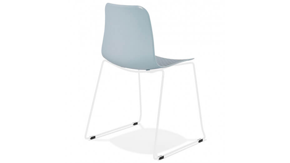 Chaise design bleu empilable pied métal blanc - VERO