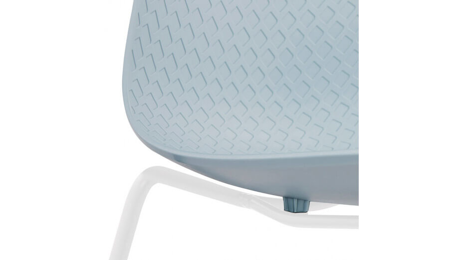 Chaise design bleu empilable pied métal blanc - VERO