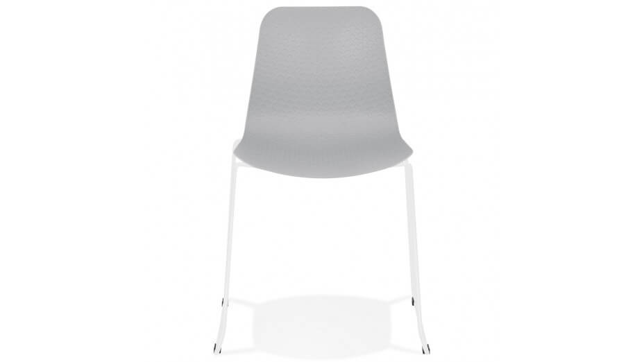 Chaise design Grise empilable pied métal Blanc - VERO