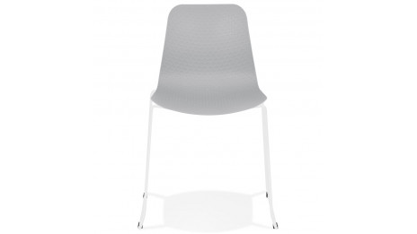 Chaise design Grise empilable pied métal Blanc - VERO