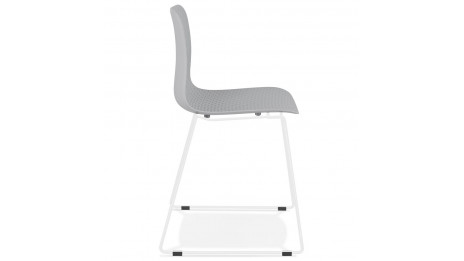 Chaise design Grise empilable pied métal Blanc - VERO