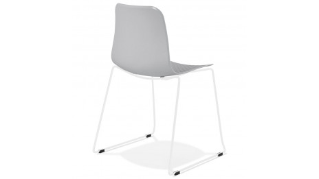 Chaise design Grise empilable pied métal Blanc - VERO