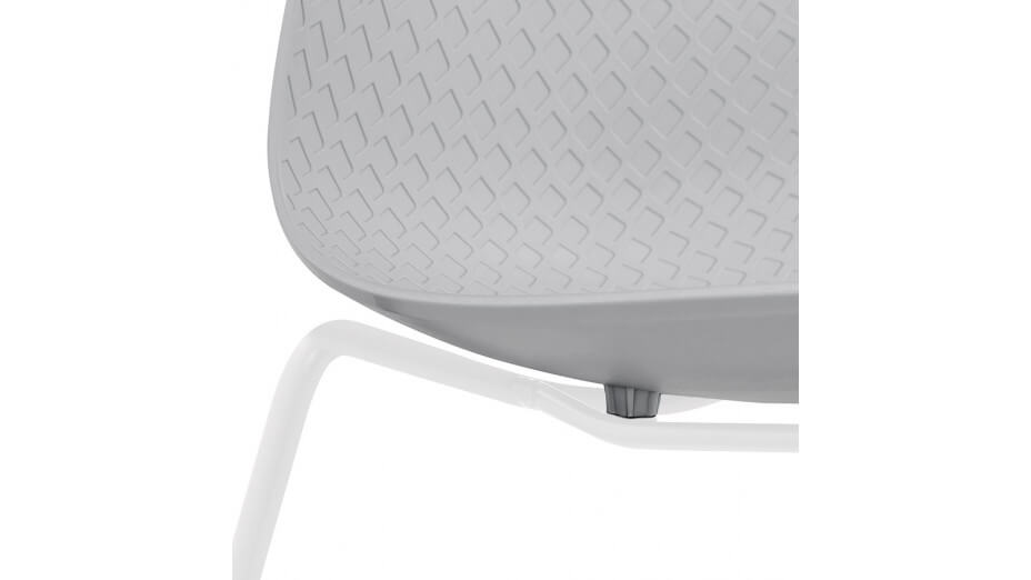 Chaise design Grise empilable pied métal Blanc - VERO