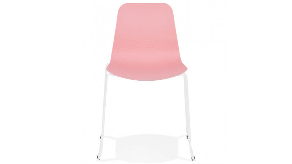 Chaise design rose empilable pied métal blanc - VERO