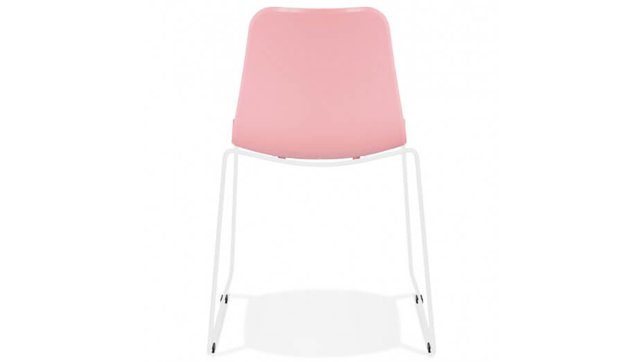 Chaise design rose empilable pied métal blanc - VERO