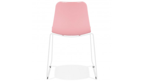 Chaise design rose empilable pied métal blanc - VERO