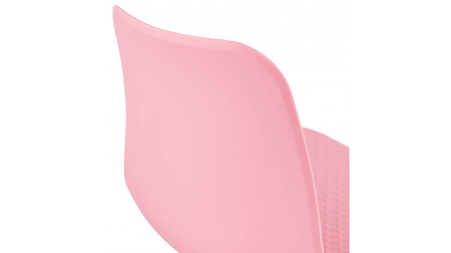 Chaise design rose empilable pied métal blanc - VERO