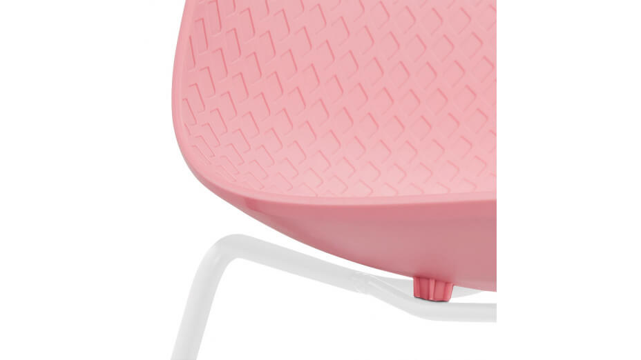 Chaise design rose empilable pied métal blanc - VERO
