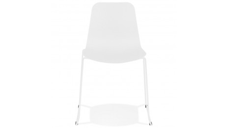 Chaise design blanche empilable pied métal blanc -VERO