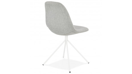 Chaise design tissu Gris clair pied blanc - Laly