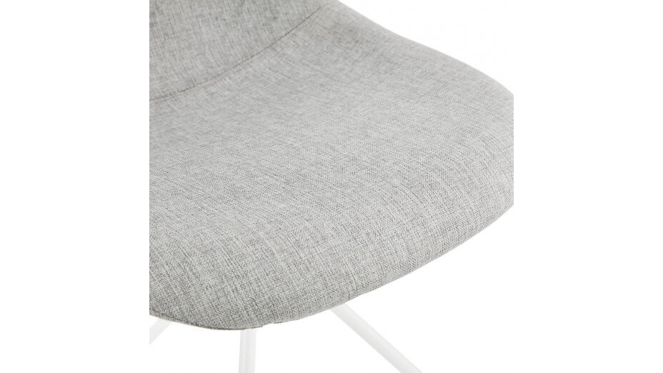 Chaise design tissu Gris clair pied blanc - Laly
