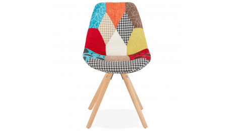 Chaise Patchwork rouge pied bois - Nordi