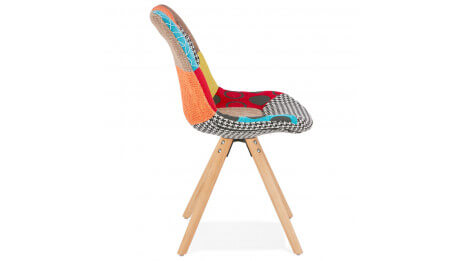 Chaise Patchwork rouge pied bois - Nordi