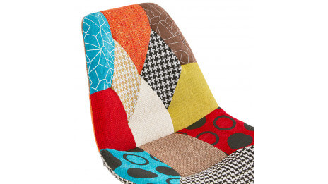 Chaise Patchwork rouge pied bois - Nordi