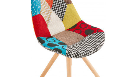 Chaise Patchwork rouge pied bois - Nordi