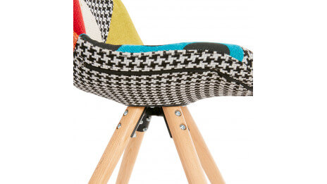 Chaise Patchwork rouge pied bois - Nordi