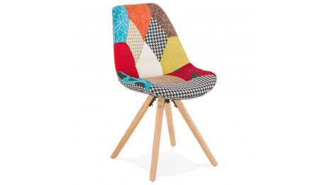 Chaise Patchwork rouge pied bois - Nordi