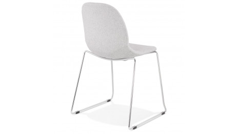 Chaise empilable Tissu gris clair pied chromé - DEBI