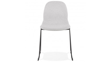 Chaise empilable Tissu gris clair pied noir - DEBI