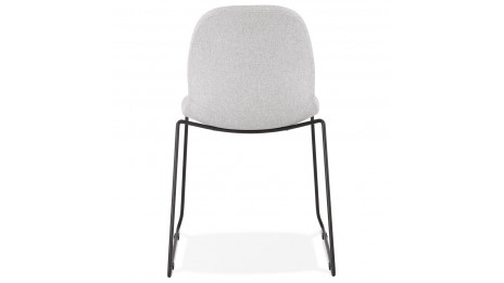 Chaise empilable Tissu gris clair pied noir - DEBI