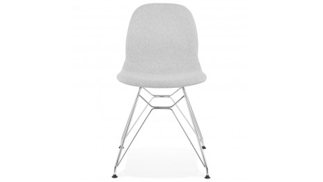 Chaise design Tissu gris clair pied chromé - Nala