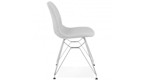 Chaise design Tissu gris clair pied chromé - Nala