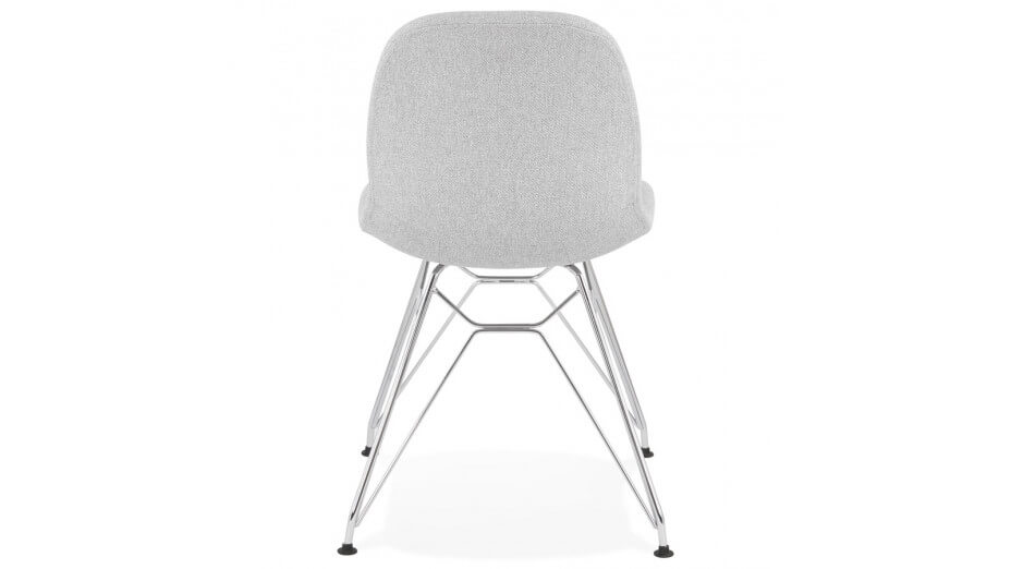 Chaise design Tissu gris clair pied chromé - Nala