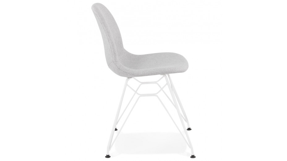 Chaise design Tissu gris clair pied blanc - Nala