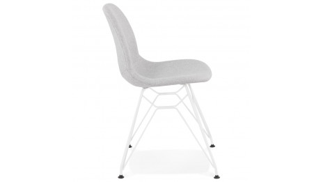 Chaise design Tissu gris clair pied blanc - Nala