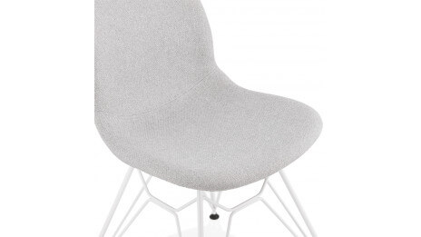 Chaise design Tissu gris clair pied blanc - Nala