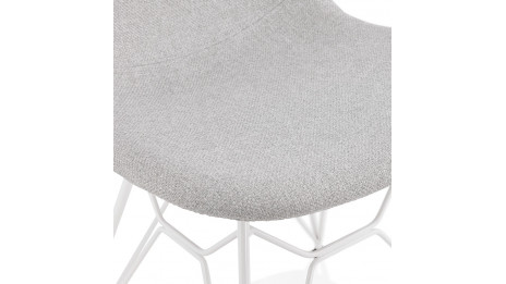 Chaise design Tissu gris clair pied blanc - Nala