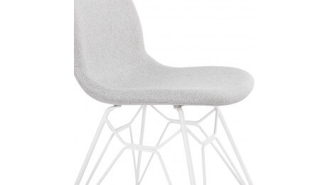 Chaise design Tissu gris clair pied blanc - Nala