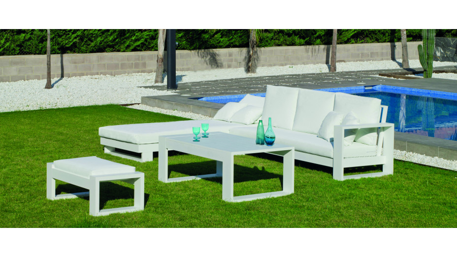 Salon de jardin avec chaise-longue aluminium anthracite - COLOSEO