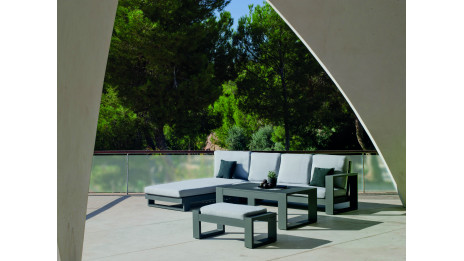 Salon de jardin avec chaise-longue aluminium anthracite - COLOSEO