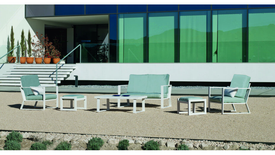 Salon de jardin aluminium 4 places avec Reposes Pieds- BOLONIA