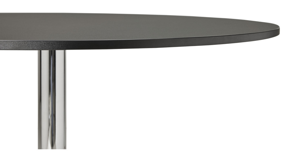 Table ronde D90 cm plateau Noir pied Chromé - Dino