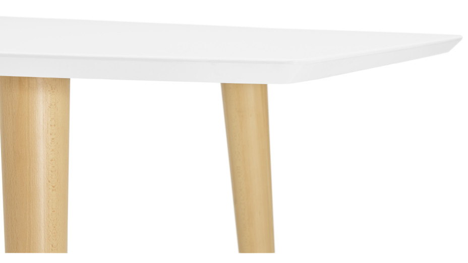 Table extensible blanche pied bois - Louisa