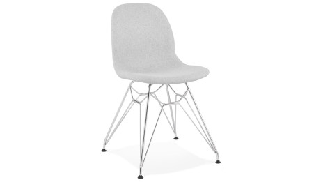 Chaise design Tissu gris clair pied chromé - Nala