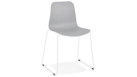 Chaise design Grise empilable pied métal Blanc - VERO