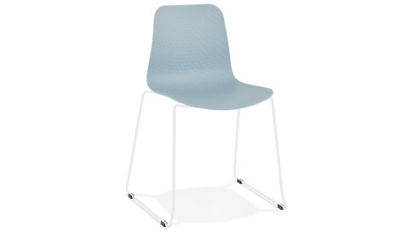 Chaise design bleu empilable pied métal blanc - VERO