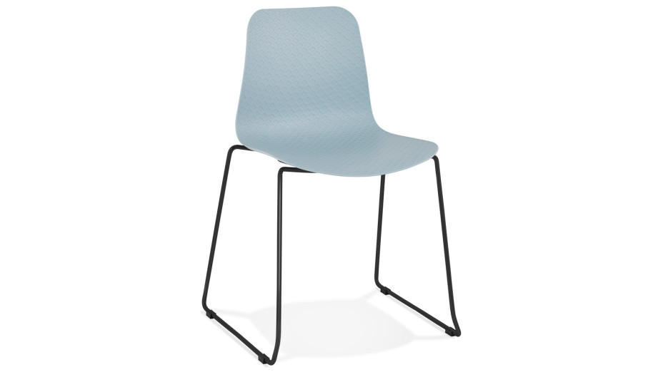 Chaise design bleu empilable pied métal noir - VERO