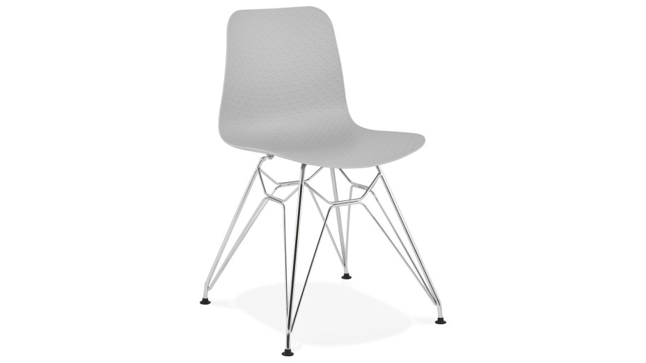 Chaise design Grise pied chromé - Lassy