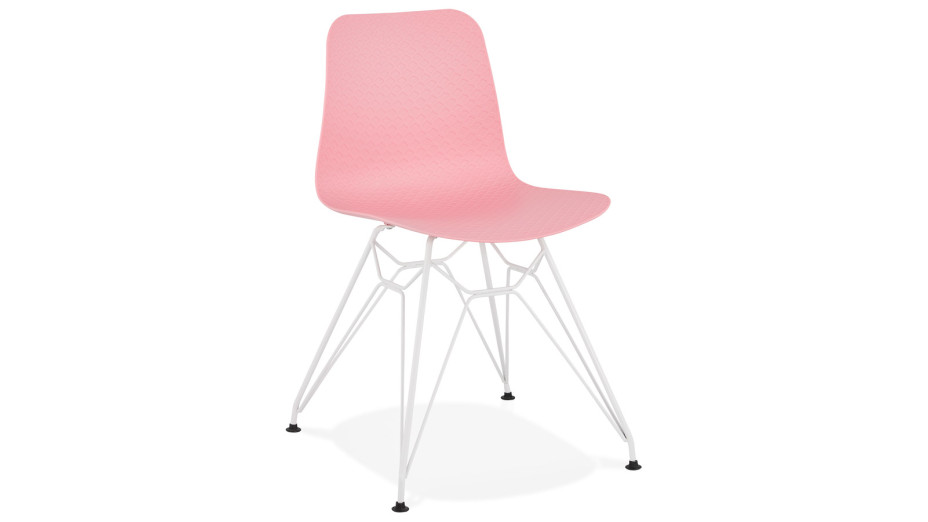 Chaise design Rose pied blanc - Lassy