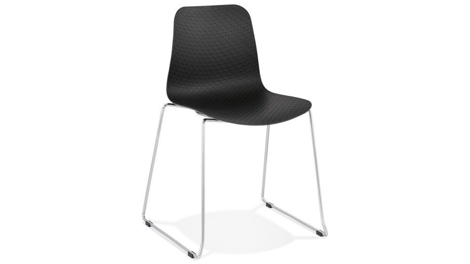 Chaise design noire empilable pied chromé -VERO