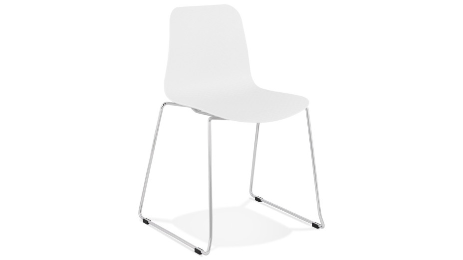 Chaise design blanche empilable pied chromé - VERO