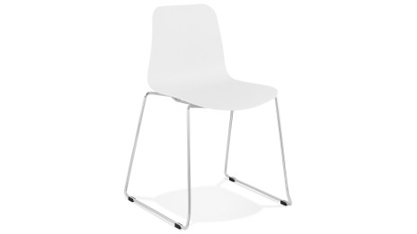 Chaise design blanche empilable pied chromé - VERO