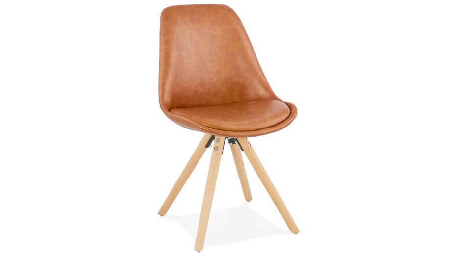 Chaise moderne similicuir brun - SAMY