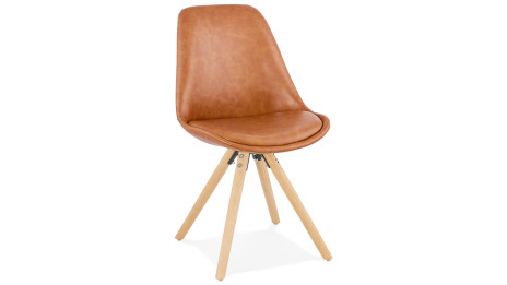 Chaise moderne similicuir brun - SAMY