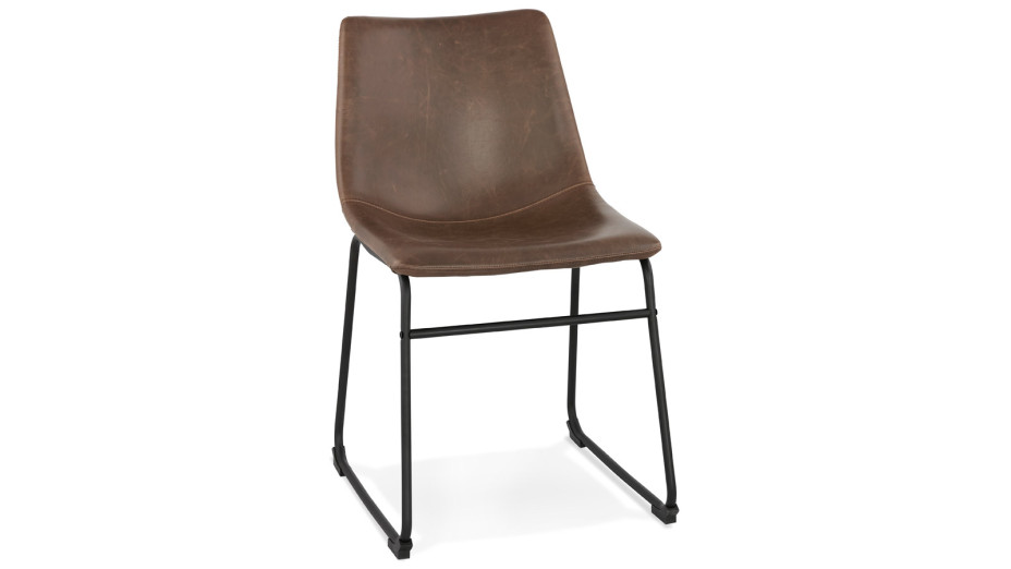 Chaise rétro similicuir brun - Anna
