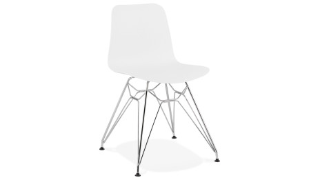 Chaise design Blanche pied chromé - Lassy